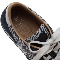 Tod's Two Tone Printed Leather and Suede Sneakers Size 42.5