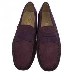 مملوكة مسبقًا حذاء بيني لوفرز تودز سويدي أرجواني و جلد مقاس 46