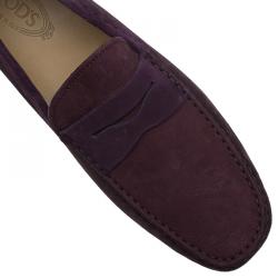 مملوكة مسبقًا حذاء بيني لوفرز تودز سويدي أرجواني و جلد مقاس 46