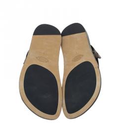 Tod's Brown Croc Embossed Leather Sandals Size 41