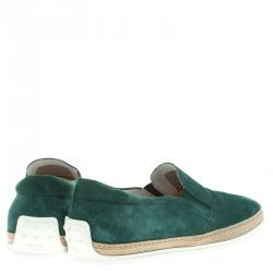 Pre Owned حذاء إسبادريل رياضي تودز سويدي أخضر نمط سليب-أون مقاس 42