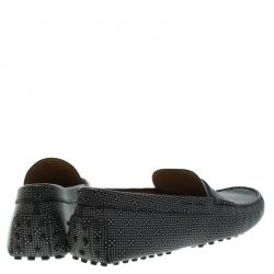 Pre Owned Tod's Black Printed Leather Loafers Size 44.5