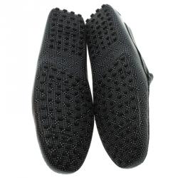 Pre Owned Tod's Black Printed Leather Loafers Size 44.5
