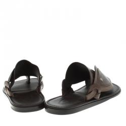 Tod's Brown Croc Embossed Leather Sandals Size 41.5