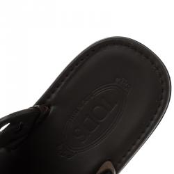 Tod's Brown Croc Embossed Leather Sandals Size 41.5