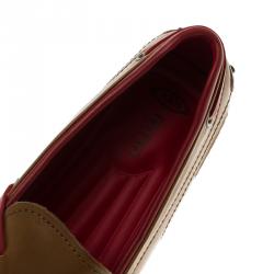 Pre Owned Tod's For Ferrari Brown Leather Bow Loafers Size 42