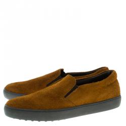 Pre Owned Tod's Brown Suede Slip On Sneakers Size 42.5