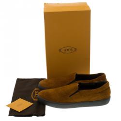 Pre Owned Tod's Brown Suede Slip On Sneakers Size 42.5