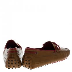Pre Owned Tod's For Ferrari Brown Leather Bow Loafers Size 43