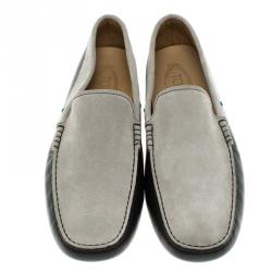 Pre Owned Tod's Two Tone Suede And Leather Eyelet Detail Loafers Size 44