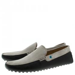 Pre Owned Tod's Two Tone Suede And Leather Eyelet Detail Loafers Size 44
