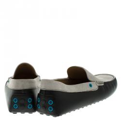 Pre Owned Tod's Two Tone Suede And Leather Eyelet Detail Loafers Size 44