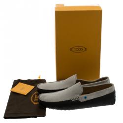 Pre Owned Tod's Two Tone Suede And Leather Eyelet Detail Loafers Size 44