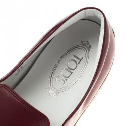 Tod's Burgundy Leather Espadrille Slip On Sneakers Size 42.5