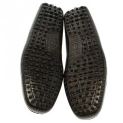 مملوكة مسبقًا Tod's Two Tone Metallic Printed Leather Bow Loafers Size 44