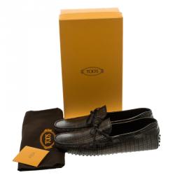 مملوكة مسبقًا Tod's Two Tone Metallic Printed Leather Bow Loafers Size 44