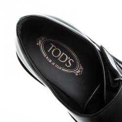 Pre Owned Tod's Black Leather Monk Strap Shoes Size 44.5