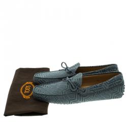Pre Owned Tod's Grey Printed Leather Bow Loafers Size 44