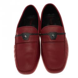 Pre Owned Tod's for Ferrari Red Leather Loafers Size 42.5