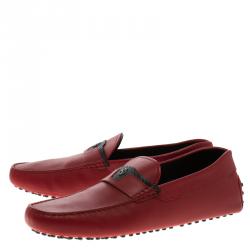 Pre Owned Tod's for Ferrari Red Leather Loafers Size 42.5