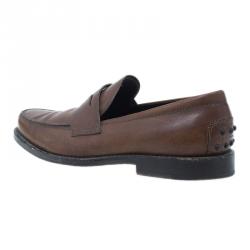 Pre Owned حذاء تودز بيني لوفرز جلد بني مقاس 41