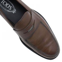 Pre Owned حذاء تودز بيني لوفرز جلد بني مقاس 41