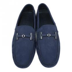 Pre Owned Tod's Purple Suede Horsebit Buckle Loafers Size 41.5