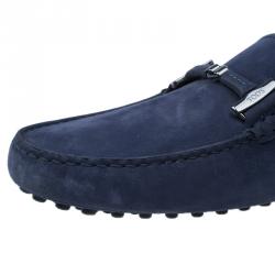 Pre Owned Tod's Purple Suede Horsebit Buckle Loafers Size 41.5