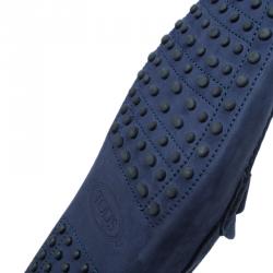 Pre Owned Tod's Purple Suede Horsebit Buckle Loafers Size 41.5