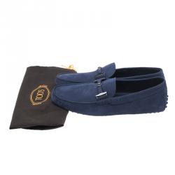 Pre Owned Tod's Purple Suede Horsebit Buckle Loafers Size 41.5