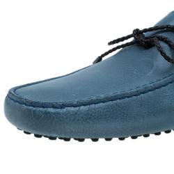 Tod's Blue Leather Bow Loafers Size 43