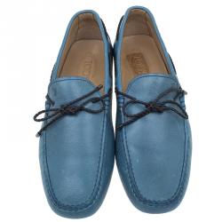 Tod's Blue Leather Bow Loafers Size 43