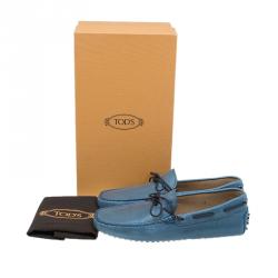 Tod's Blue Leather Bow Loafers Size 43