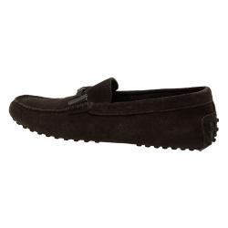 Pre Owned Tod's Brown Suede Horsebit Buckle Loafers Size 41