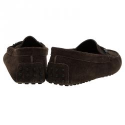 Pre Owned Tod's Brown Suede Horsebit Buckle Loafers Size 41