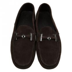 Pre Owned Tod's Brown Suede Horsebit Buckle Loafers Size 41