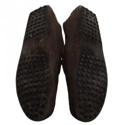 Pre Owned Tod's Brown Suede Horsebit Buckle Loafers Size 41