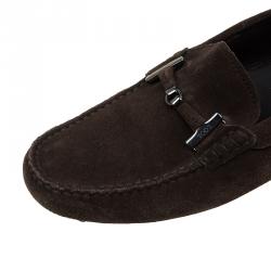 Pre Owned Tod's Brown Suede Horsebit Buckle Loafers Size 41
