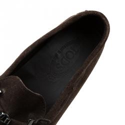 Pre Owned Tod's Brown Suede Horsebit Buckle Loafers Size 41