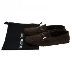 Pre Owned Tod's Brown Suede Horsebit Buckle Loafers Size 41