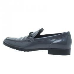 Pre Owned حذاء لوفرز تودز جلد رصاصي لامع مقاس 45