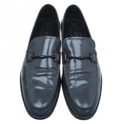 Pre Owned حذاء لوفرز تودز جلد رصاصي لامع مقاس 45