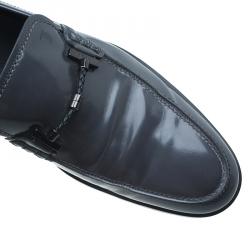 Pre Owned حذاء لوفرز تودز جلد رصاصي لامع مقاس 45