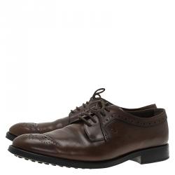 Tod's Brown Leather Brogue Lace Up Oxfords Size 43