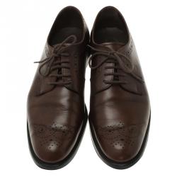 Tod's Brown Leather Brogue Lace Up Oxfords Size 43
