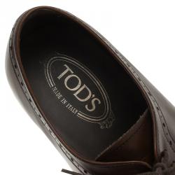Tod's Brown Leather Brogue Lace Up Oxfords Size 43
