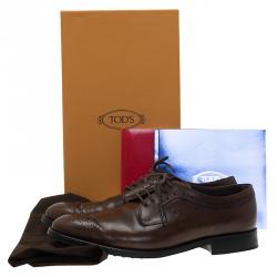 Tod's Brown Leather Brogue Lace Up Oxfords Size 43