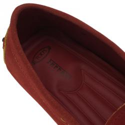 Pre Owned Tod's for Ferrari Red Suede Penny Loafers Size 44