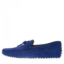 Pre Owned Tod's Blue Suede Bow Loafers Size 47