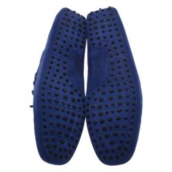 Pre Owned Tod's Blue Suede Bow Loafers Size 47